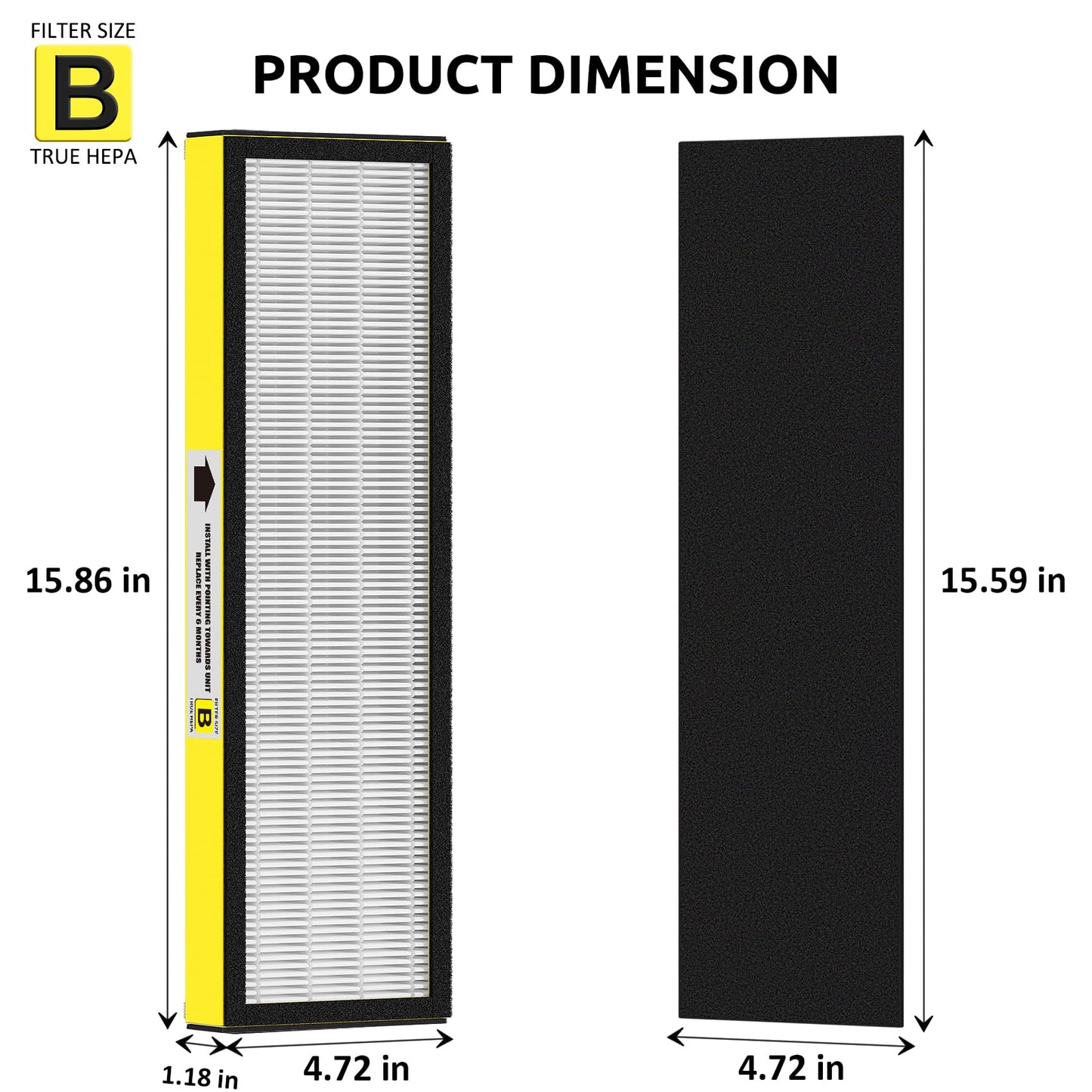 FLT4825 HEPA Filter B Replacement for Guardian Technologies AC4825E AC4300 AC4900 AC4850 Air Purifiers โ 3 True HEPA Filters & 9 Carbon Filters, HEPA Pure Version