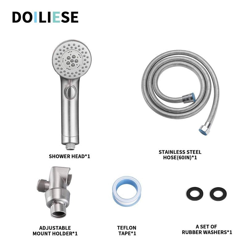 Shower Head, High Pressure 6 Setting Shower Head Hand-Held with ON/OFF Switch and Spa Spray Mode - Shower Heads with Handheld Spray High Pressure - Brushed Nickel