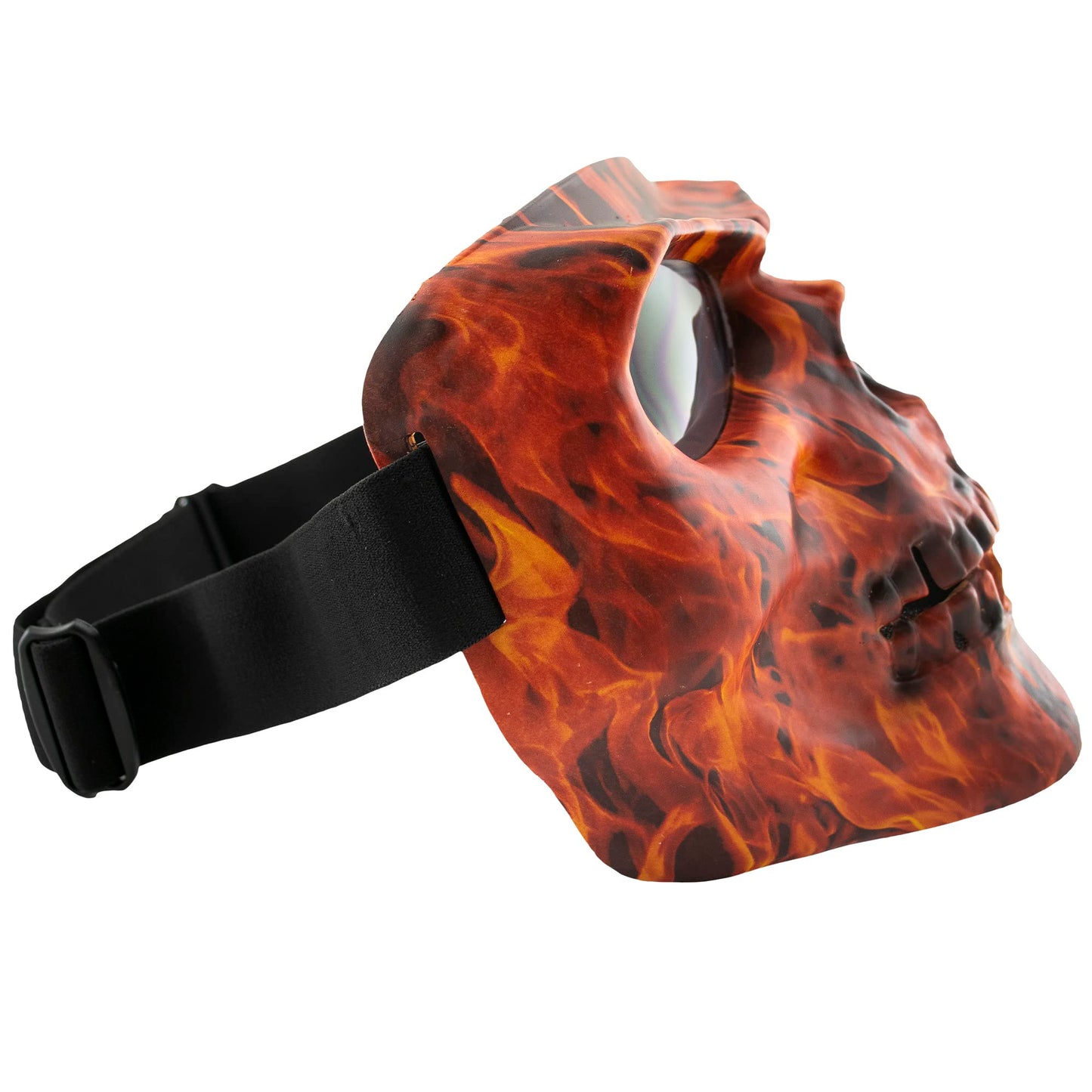 Global Vision Skull Mask Motorcycle Full Face Coverage Riding Goggles Matte Flame w/Smoke Lenses
