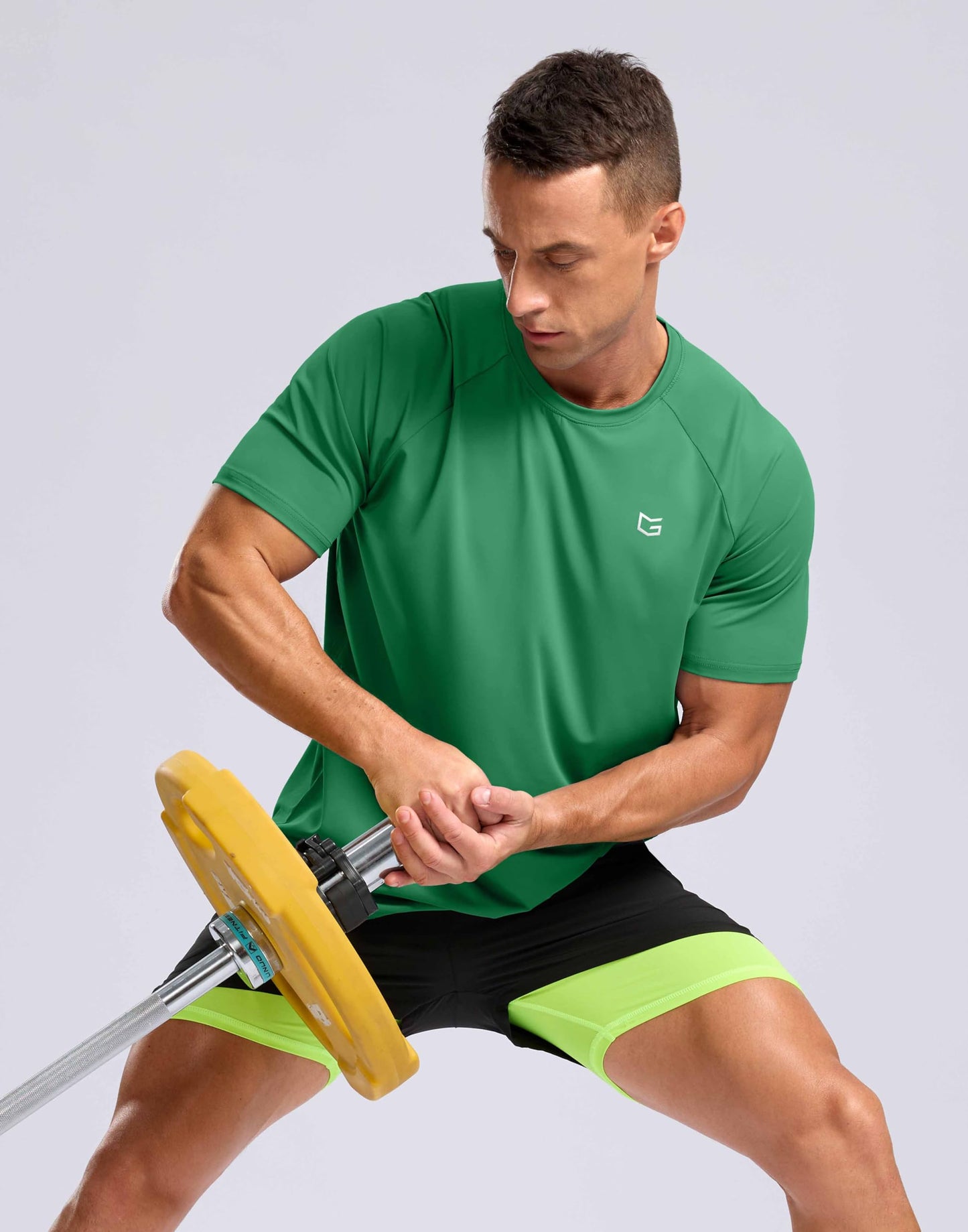 G Gradual Men's Athletic Workout T-Shirts Moisture Wicking Cooling Running Shirts Short Sleeve Performance Tee for Gym Tennis(Green,XXL)