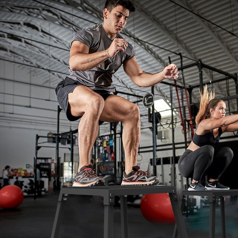 Plyometric Jumping Box - Steel Exercise Step Up Box with Anti-Slip Surface | Home Gym Training Equipment