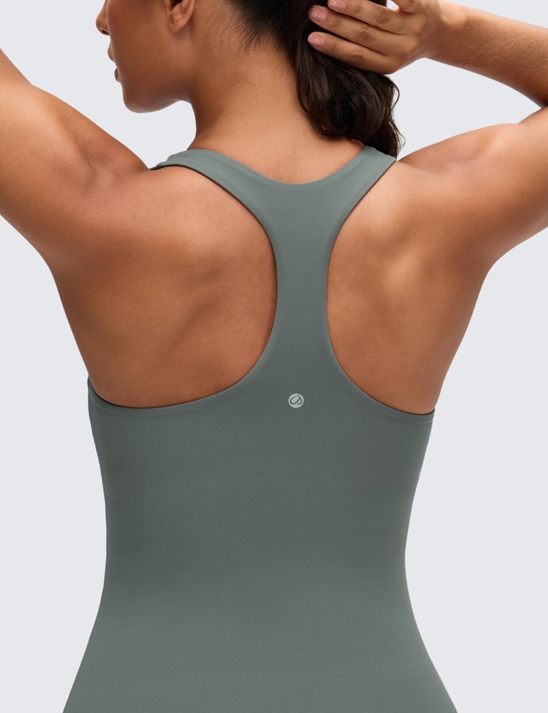 CRZ YOGA Butterluxe Workout Tank Tops for Women Built in Bras Padded - Racerback Athletic Spandex Yoga Camisole Grey Sage Small
