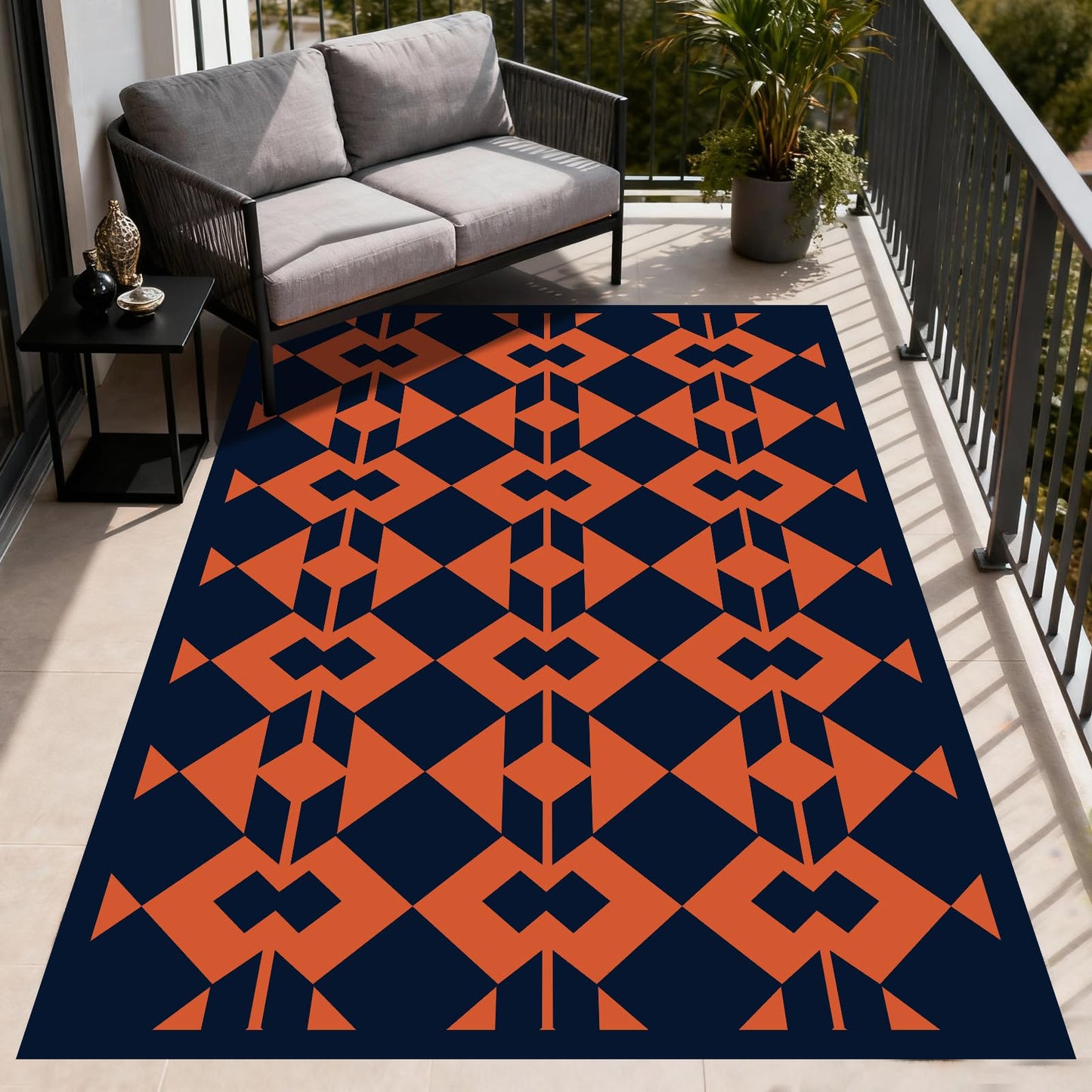 WILDROOTS 4x6 Feet Diamond Mask Plastic Outdoor Rug, Stain Resistant Waterproof Reversible Outdoor Patio Rug, Fade Resistant Camping Rug