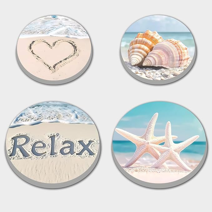 Tucocoo Beach Electric Stove Burner Covers,4 Pcs Sea Decor Round Stove Burner Cover,8 Inches and 10 Inches,Gas Stove Burner Cover,Metal Cooktop Relax Decorative Home Decor,Kitchen Decor