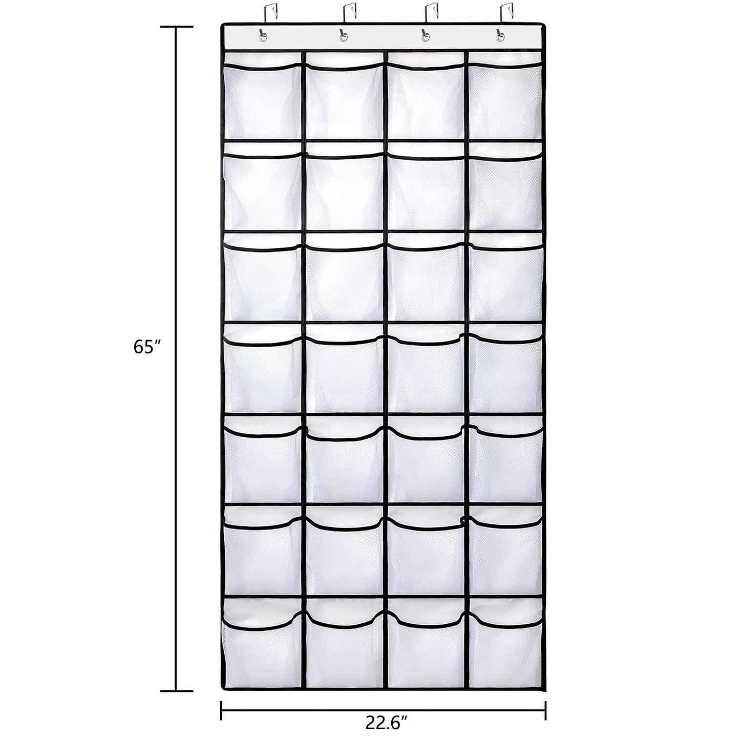 REGELETO 28 Large Pocket Over the Door Shoe Organzier, Hanging Shoe Rack for Door Large Capacity Shoe Organizer Holder with 4 Metal Hooks.