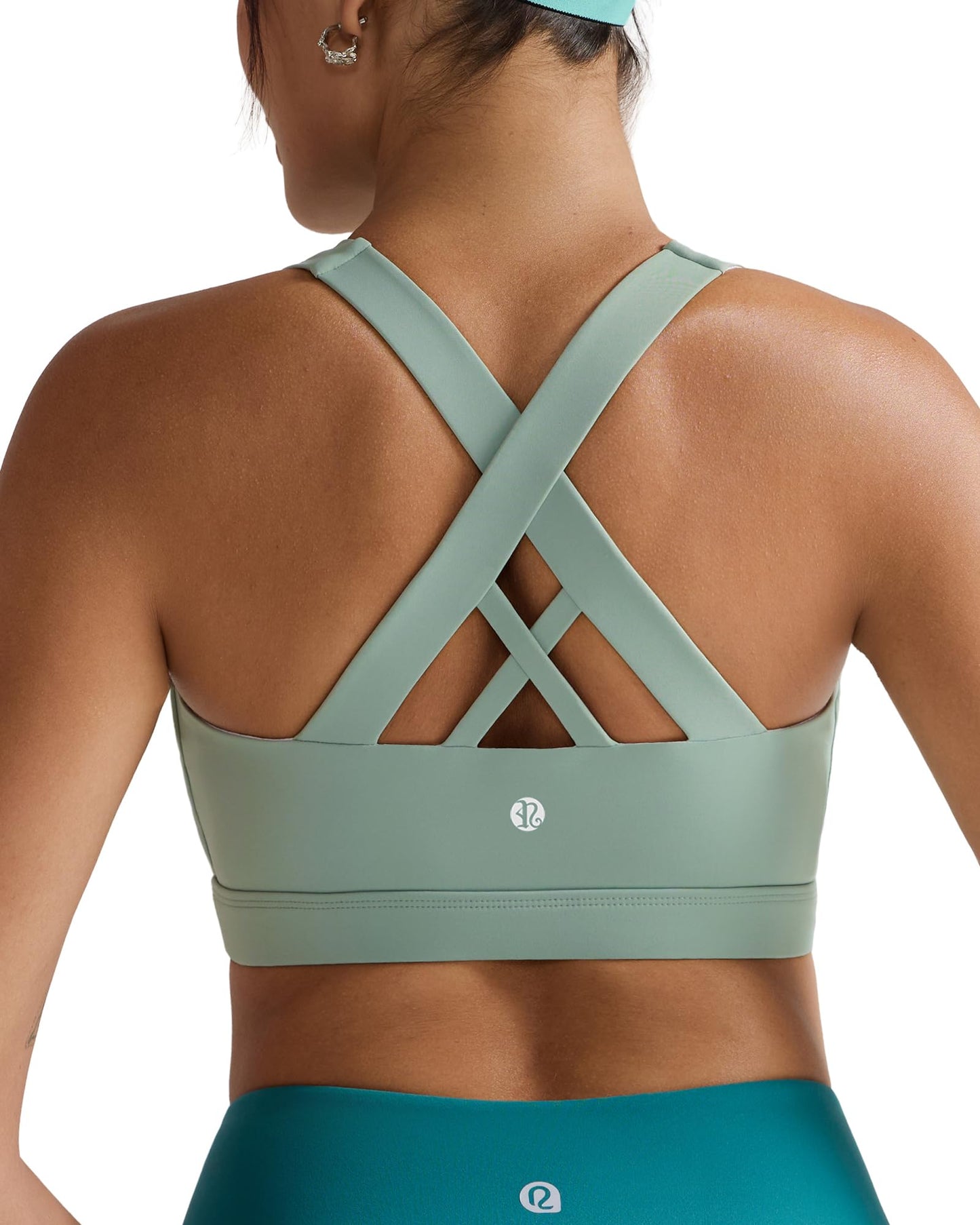 RUNNING GIRL Sports Bra for Women, Criss-Cross Back Padded Strappy Sports Bras Medium Support Yoga Bra with Removable Cups