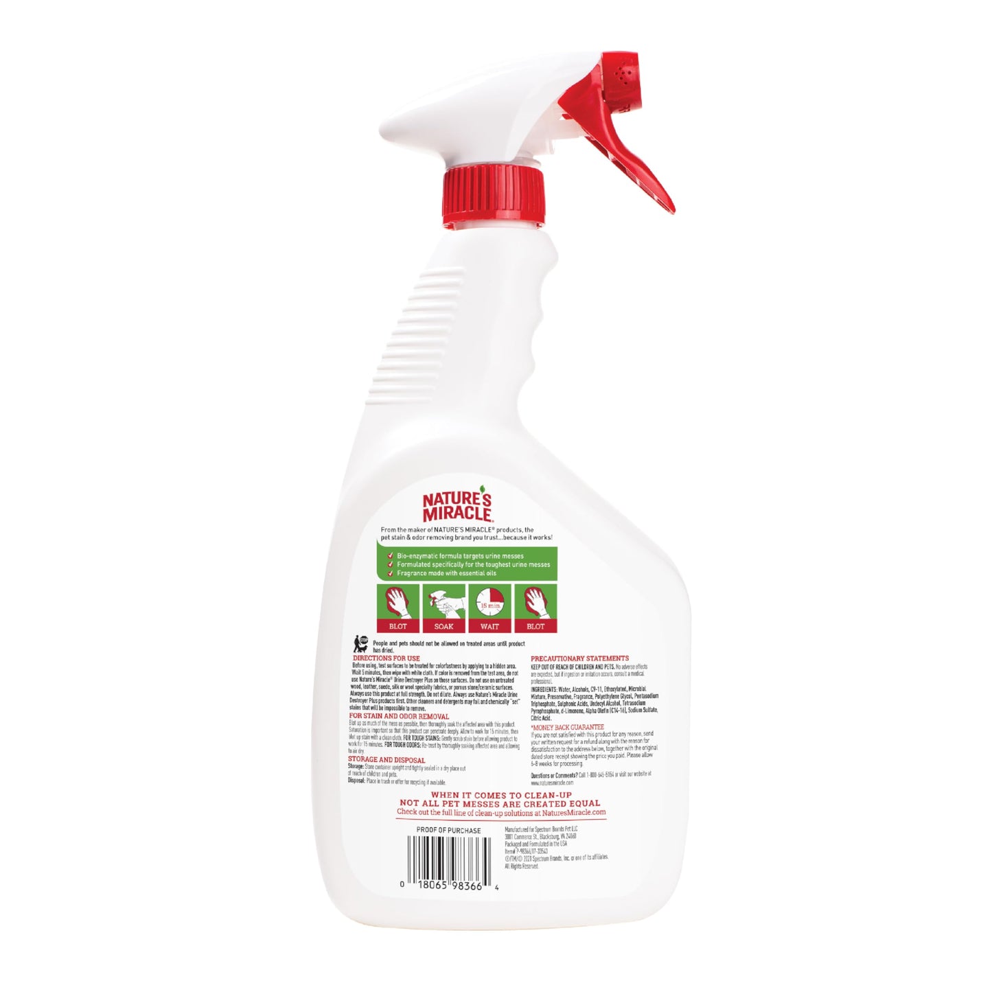 Nature’s Miracle Urine Destroyer Plus Dog, 32 Ounces, Enzymatic Formula, Ready-to-Use