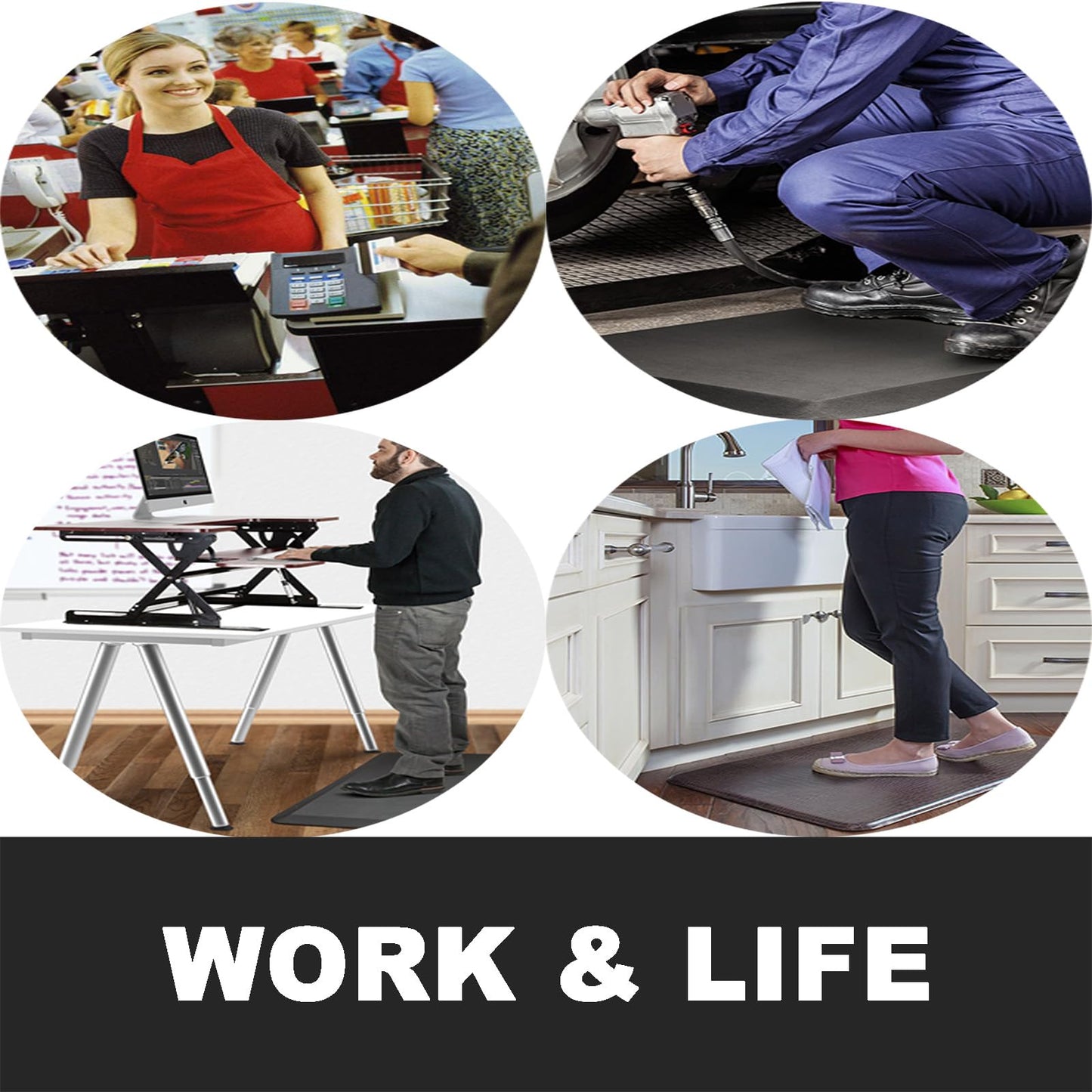 1" Extra Thick Anti Fatigue Floor Mat,Kitchen Mat, Standing Desk Mat – Comfort at Home, Office, Garage - Advanced PU Foam (Black, 30" L x 20" W)