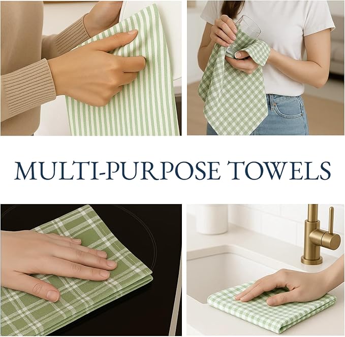 LANE LINEN Cotton Kitchen Towels Set, Quick-Drying Dish Towels