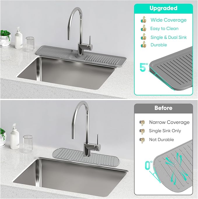 24 Inch Longer Faucet Mat for Kitchen SinkBathroom Kitchen Sink Splash Guard