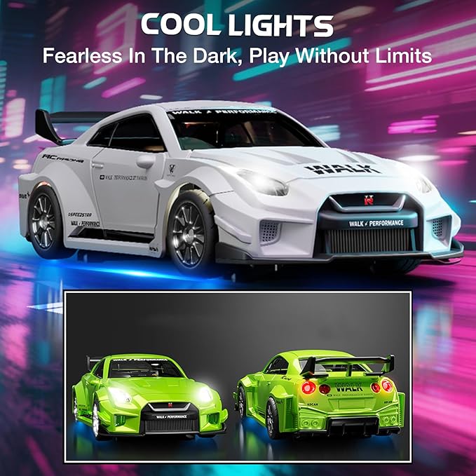 1/43 Scale RC Drift Car Mini 911 RC Model Car 2.4GHz 4WD RC Alloy Vehicles with Gyro & LED Lights for Adults Hobby Toys (Gray)