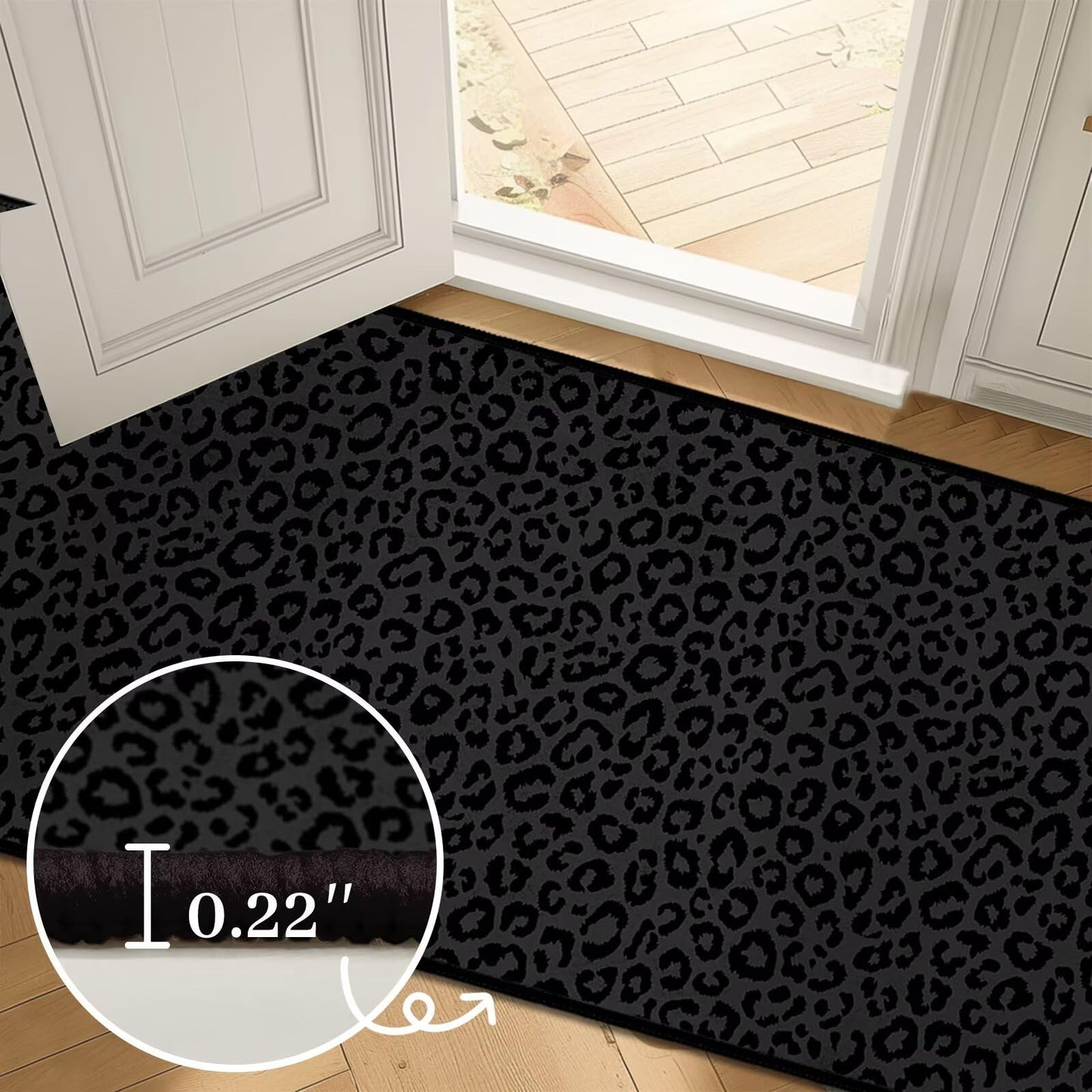 Leopard Area Rug 4x6,Cheetah Print Area Carpets for Living Room,Animal Print Hide,Ultra-Thin Washable Throw Floor Rugs Indoor Black Grey Non Slip Accent Floor Mats for Bedroom,Dining Room,Laundry Room