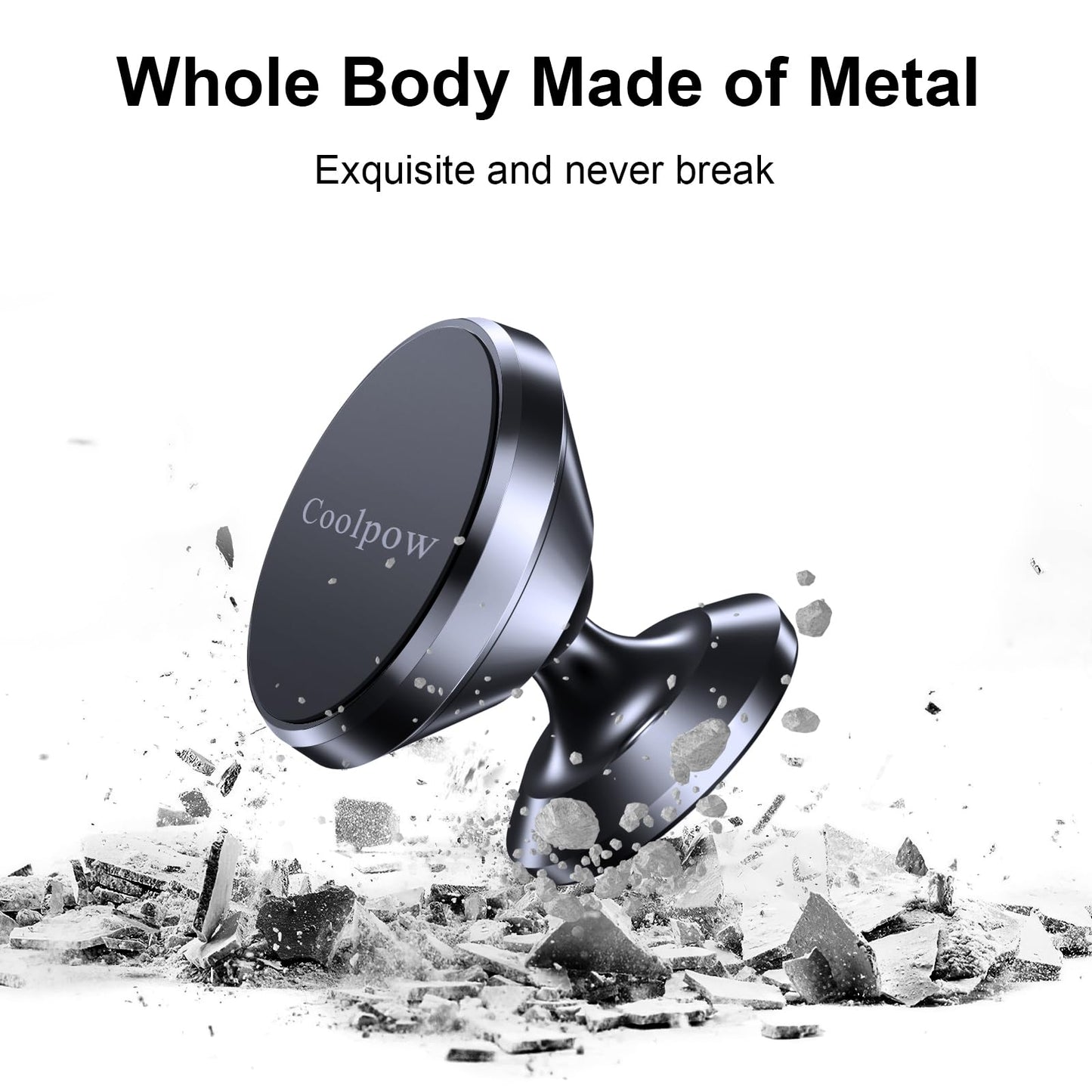 Coolpow【2 Packs 】Magnetic Phone Holder for car【Strong Magnet】phone holders for your car phone holder Mount for Car【4 Metal Plate】Universal Dash cell phone car mount for iphone Samsung car accessories