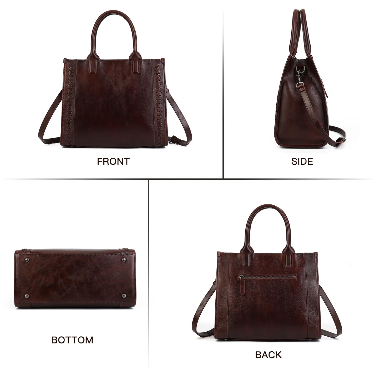 Leather Tote Bag for Women Genuine Leather Top Handle Work Tote Purse Women's Crossbody Handbags Designer Satchel Hand bags Coffee