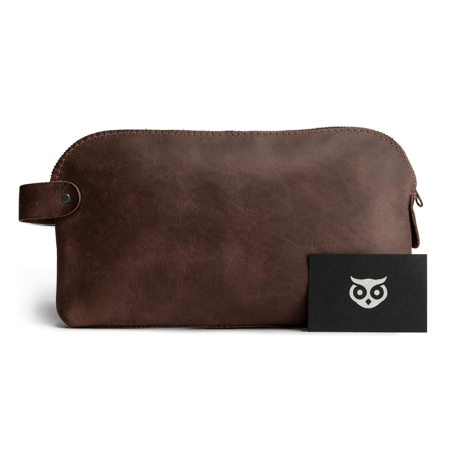 Hide & Drink, Large Rustic All Purpose Dopp Kit Utility Bag for Cords & Chargers, Travel Bag, Multi-Purpose Bag, Full Grain Leather, Handmade, Bourbon Brown