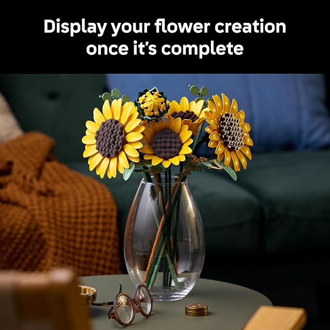 LEGO Botanicals Sunflower Bouquet Building Set for Adults Ages 18+ - Artificial Flowers for Home Office Bedroom or Desk Decor - Gifts for Women & Men - 11502