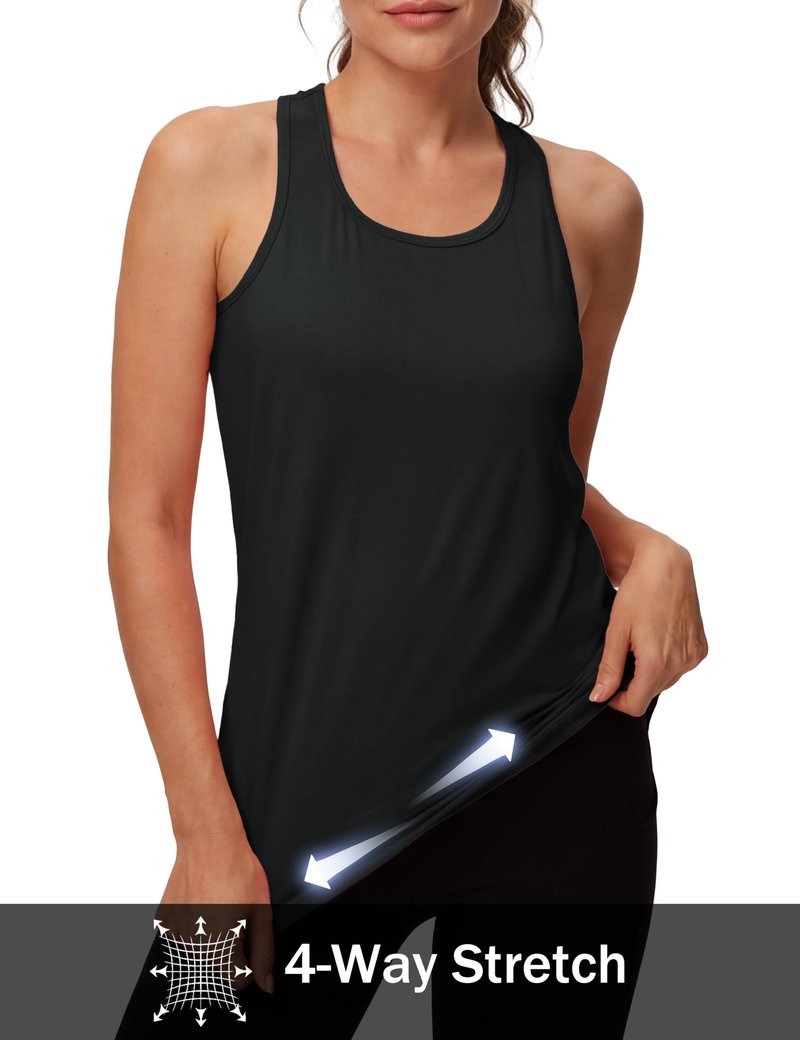 MAGCOMSEN Women's Racerback Workout Black Tank Tops Athletic Sleeveless Quick Dry Tops Muscle Tank Yoga Gym Hiking Top M