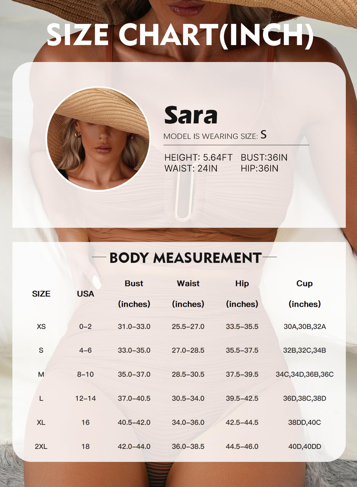 Herseas Women Popular Bikini 2 Piece 2026 Vacation Cutout Bathing Suit Push Up Supportive Swimsuit Textured V Neck Swimwear Elegant Cruise Outfits Caramel XX-Large