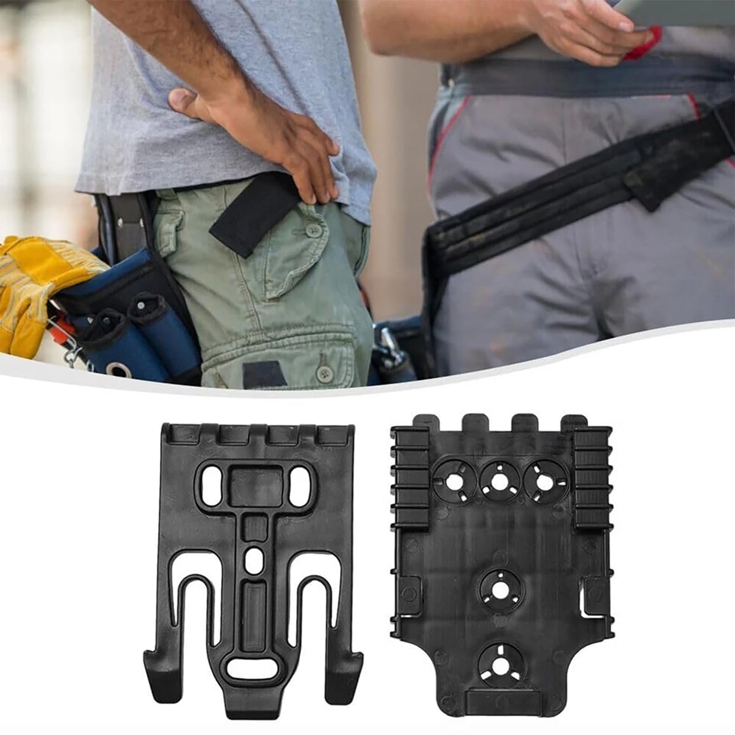 VCQIEO QLS Quick Locking System Kits with 2" Mid/Low Ride Belt Loop Adapter, Drop Leg Holster Platform, Qls Fork and Duty Receiver Plate 19 22 & Elastic Leg Strap, Black