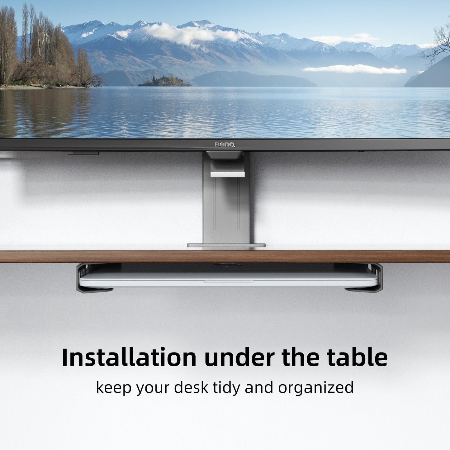 ELETIUO Wall & Under Desk Laptop Mount Holder with Adhesive & Screws in,1.02"/ 26 mm Thick,Anti-Scratch Pads,Universal for MacBooks,Surface,Keyboards,Tablets,Switch &More