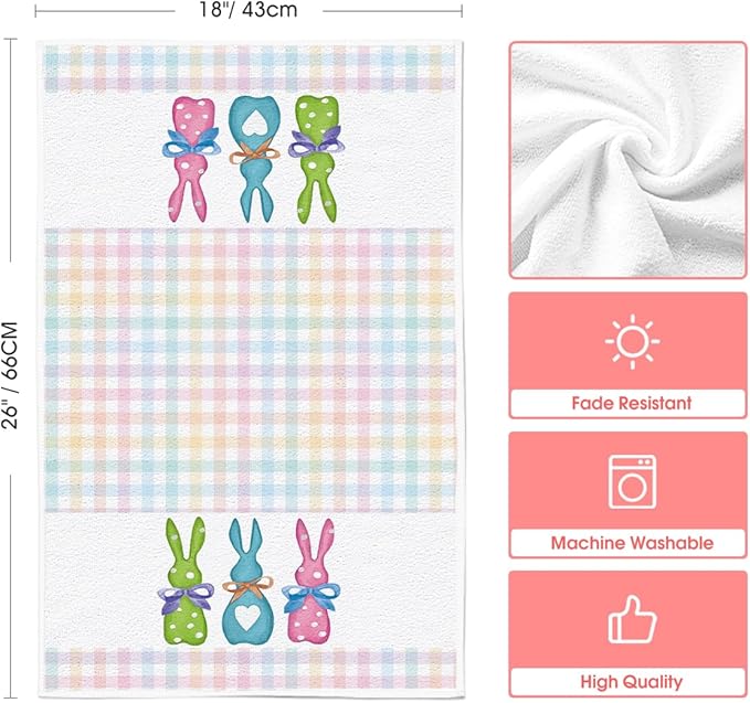 Artoid Mode Colorful Stripe Rabbit Bunny Eggs Easter Kitchen Towels Dish Towels