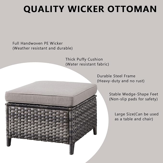 Patio Furniture Swivel Chairs Set - 6 Piece Wicker Rattan Outdoor Sectional Conversation Sets with 2 Swivel Rocking Chairs,2 Ottomans,1 Loveseat and 1 Coffee Table for Porch Deck(Mixed Grey/Grey)