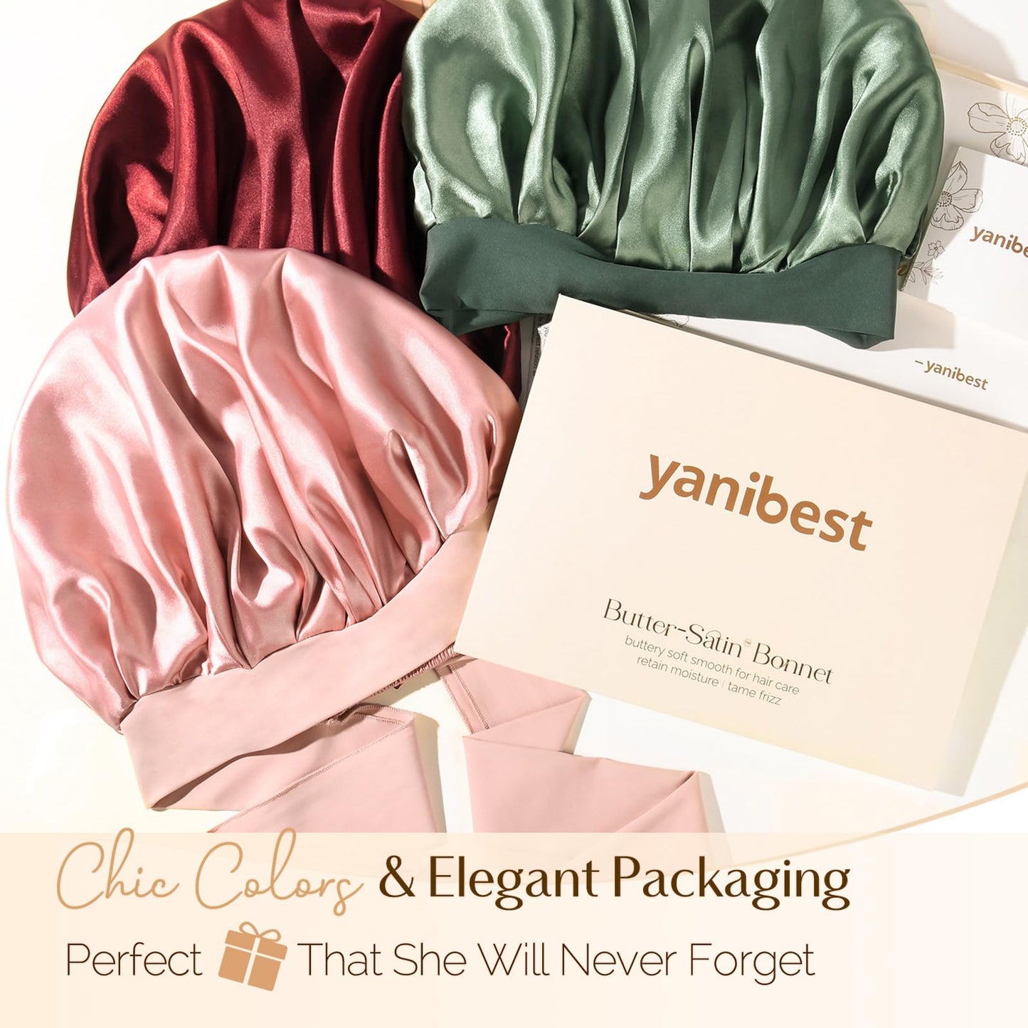YANIBEST Adjustable Satin Bonnet for Sleeping Women Double Layer Hair Wrap Reduce Friction Prevent Frizz Natural Curly Hair, Blush Pink