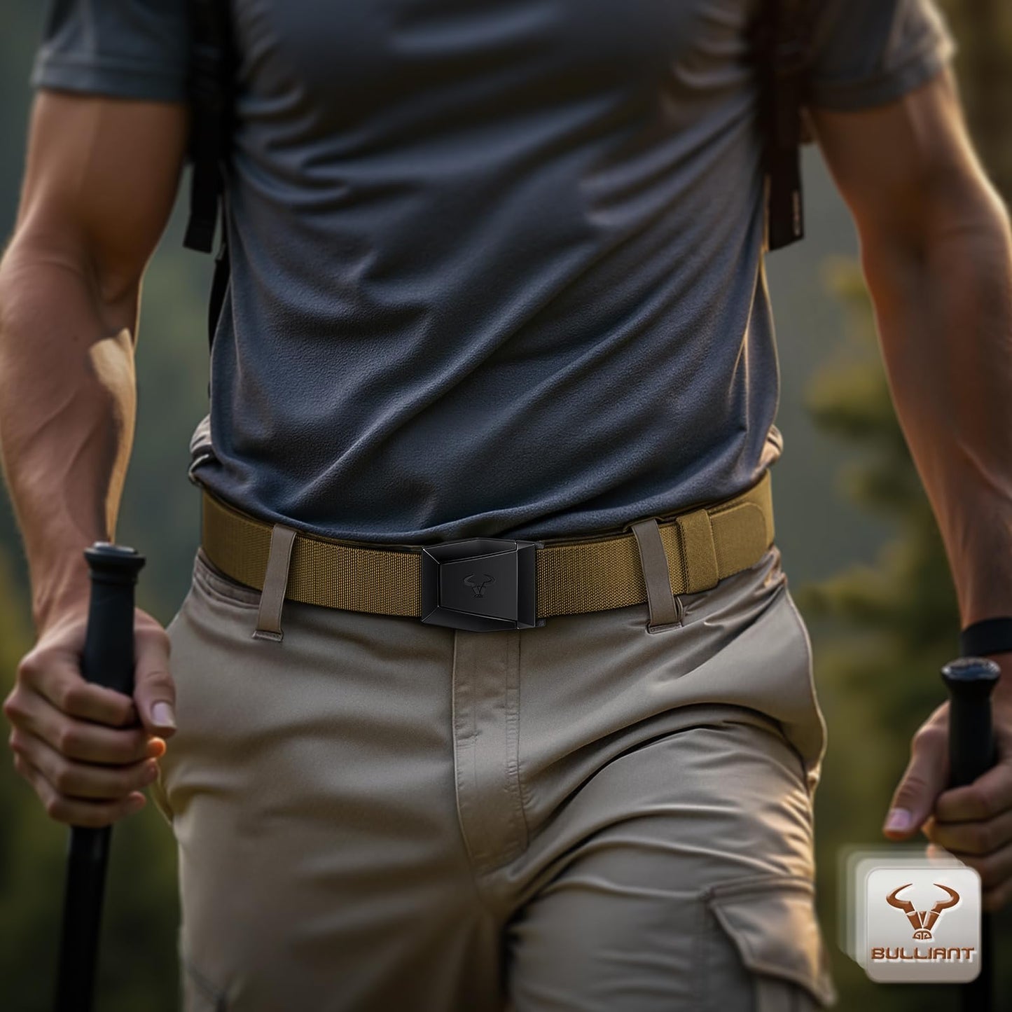 BULLIANT Men Belt Multipack,Tacitcal Holster Web Adjustable Belt Stretch Fit Quickly Release For Outdoor Duty,Cut For Fit(Black/Wood Thrush,38"-42" Waist Adjustable)