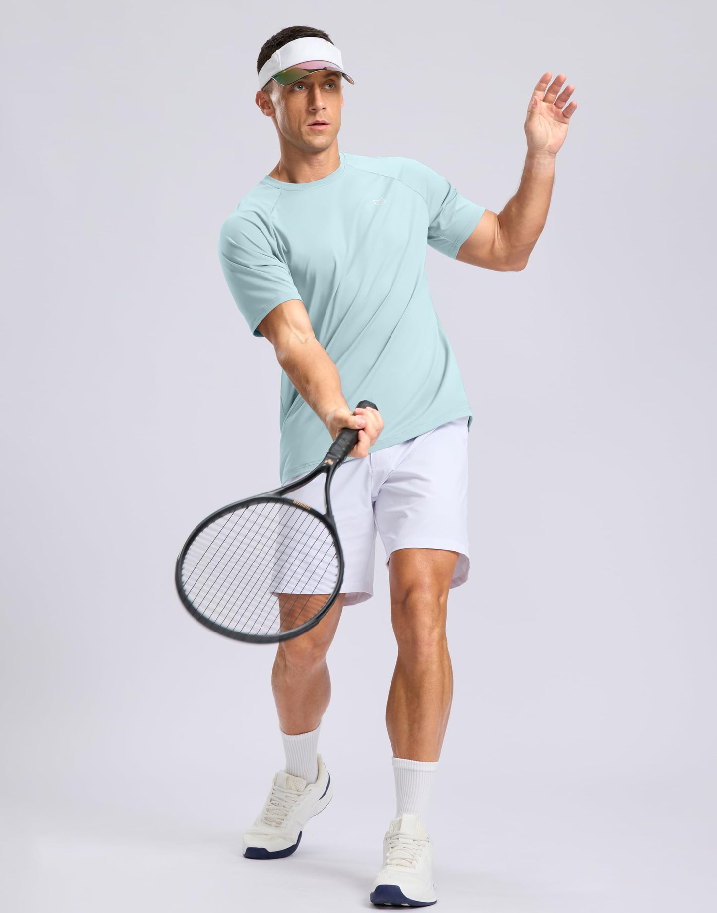 G Gradual Men's Athletic Workout T-Shirts Moisture Wicking Cooling Running Shirts Short Sleeve Performance Tee for Gym Tennis(Light Blue,3XL)