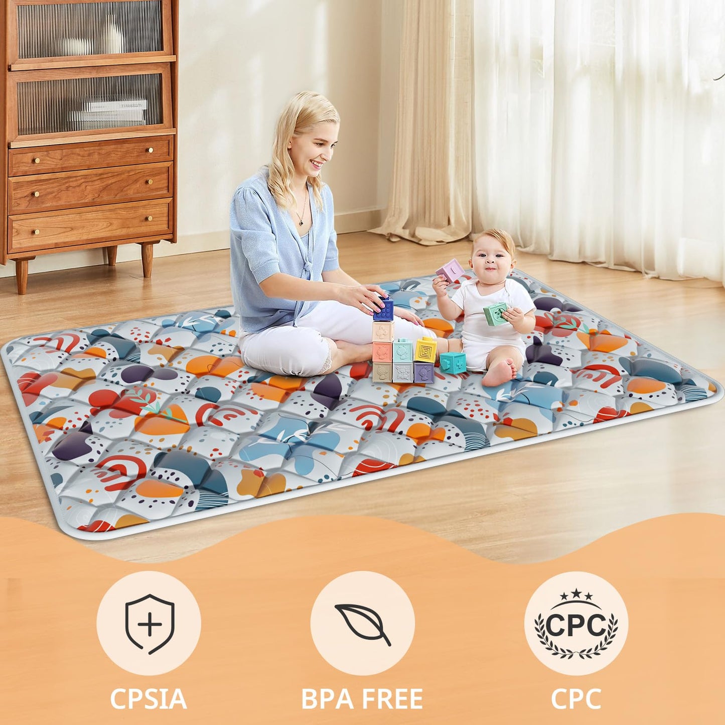 Fshibila 74" × 50“ Baby Play Mat for Playpen, Baby Playmat for Floor, Thick Ultra Soft Play Mat for Babies and Toddlers Infants Playing or Crawling, Grey
