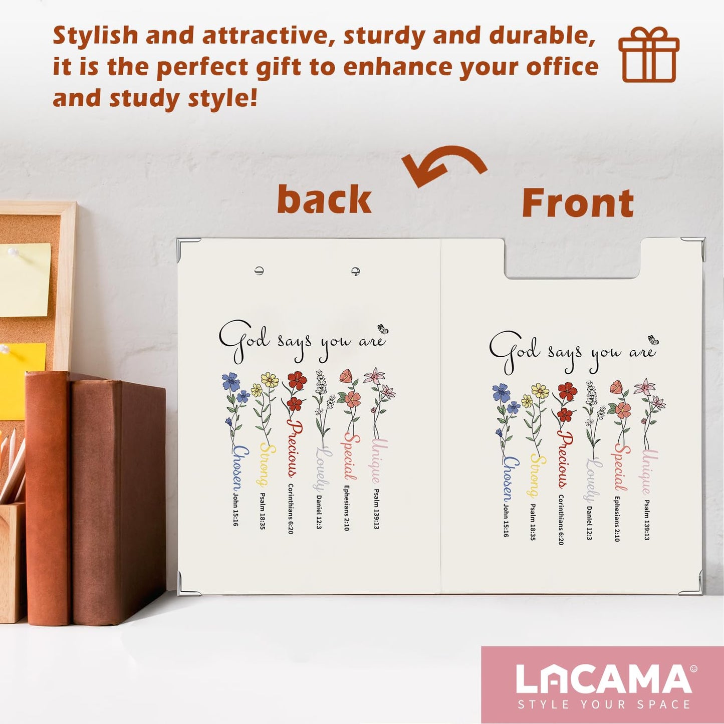 Lacama Christian Gifts for Women,Inspirational Clipboard for Women, God Says You are Folders with Metal Clip for Teachers Students, Christian School Office Supplies, 12.4x9.25 in
