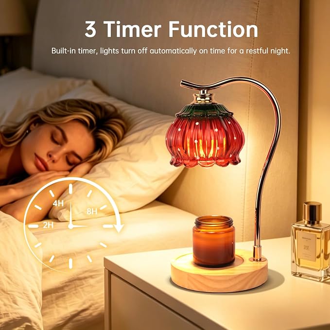 GEEZO Fragrance Candle Warmer Lamp,Electric Candle Warmer with Timer & Dimmer,Mom Christmas Birthday Gifts for Women, House Warming Gifts New Home Bedroom Decor