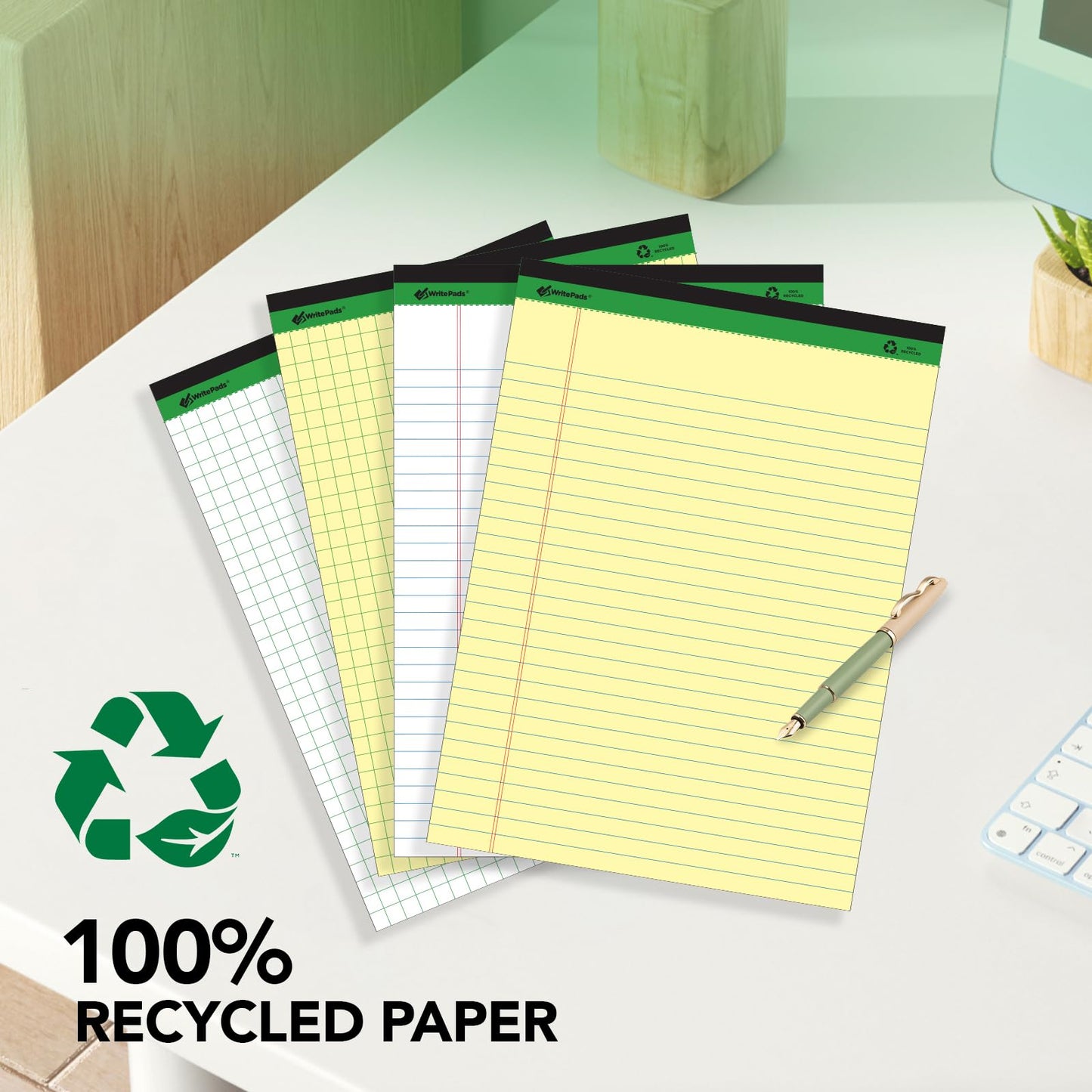 KAISA Legal Note pads 8.5 x 11,12pads 600 Sheets note pads Writing Pads Recycled Paper, Wide Ruled Perforated 50 sheets Premium Thick Paper Hard Back Notepads 8-1/2"x 11-3/4" Writing Tablet Canary For Office Supplies (Pack of 12pc)