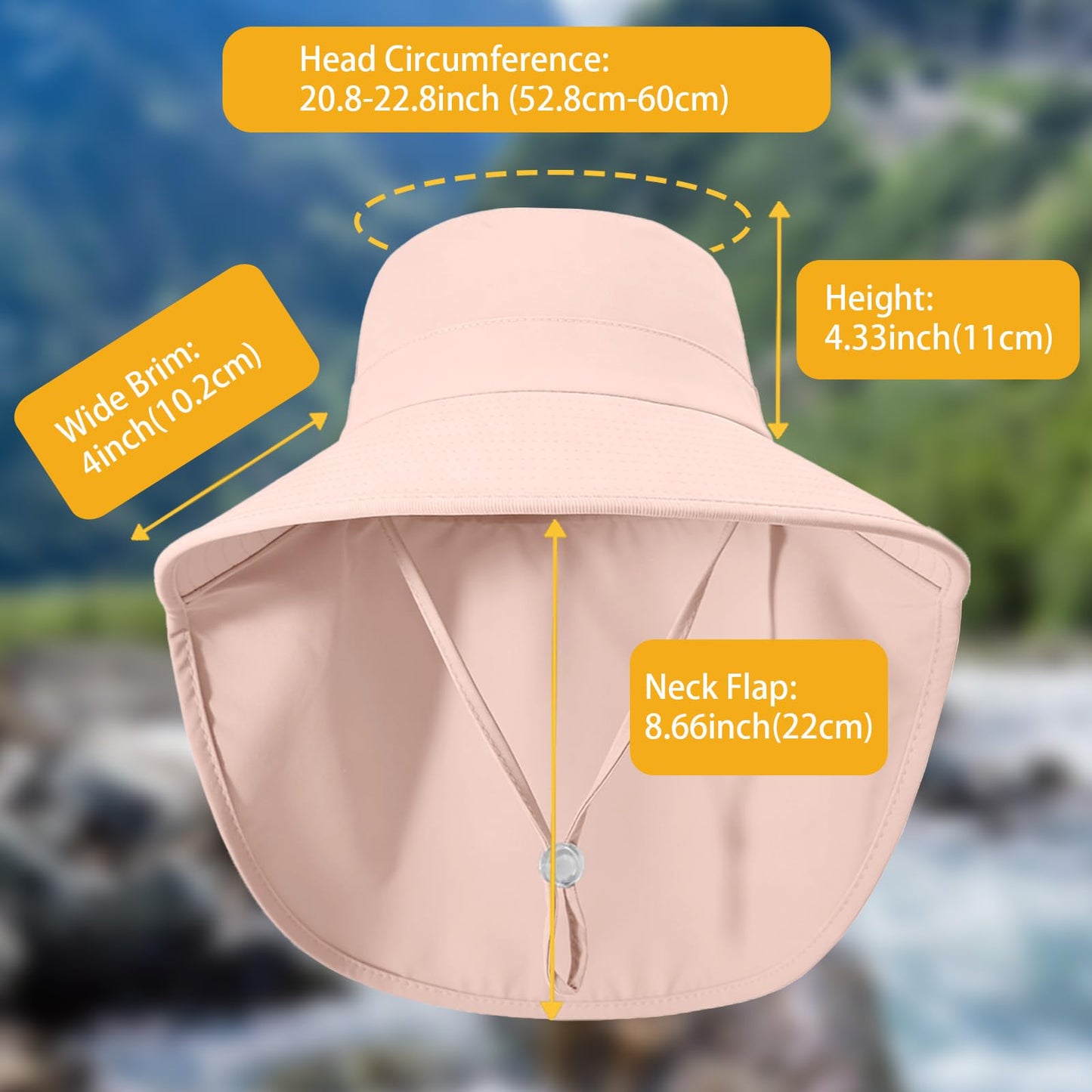 Sun Hat for Women with Neck Flap Ponytail Hole Women Sun Hat Rollable UV Protection Fishing Hat Wide Brim UPF 50+(Pink)