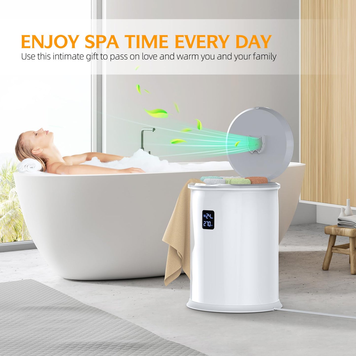 Luxury Hot Towel Warmer, Smart Timed Large Towel Warmers for Bathroom, Led Temperature Display, Insulation Effect Up to 150 Minutes, Delay Time Up to 24 Hours, Best of The Best(White)