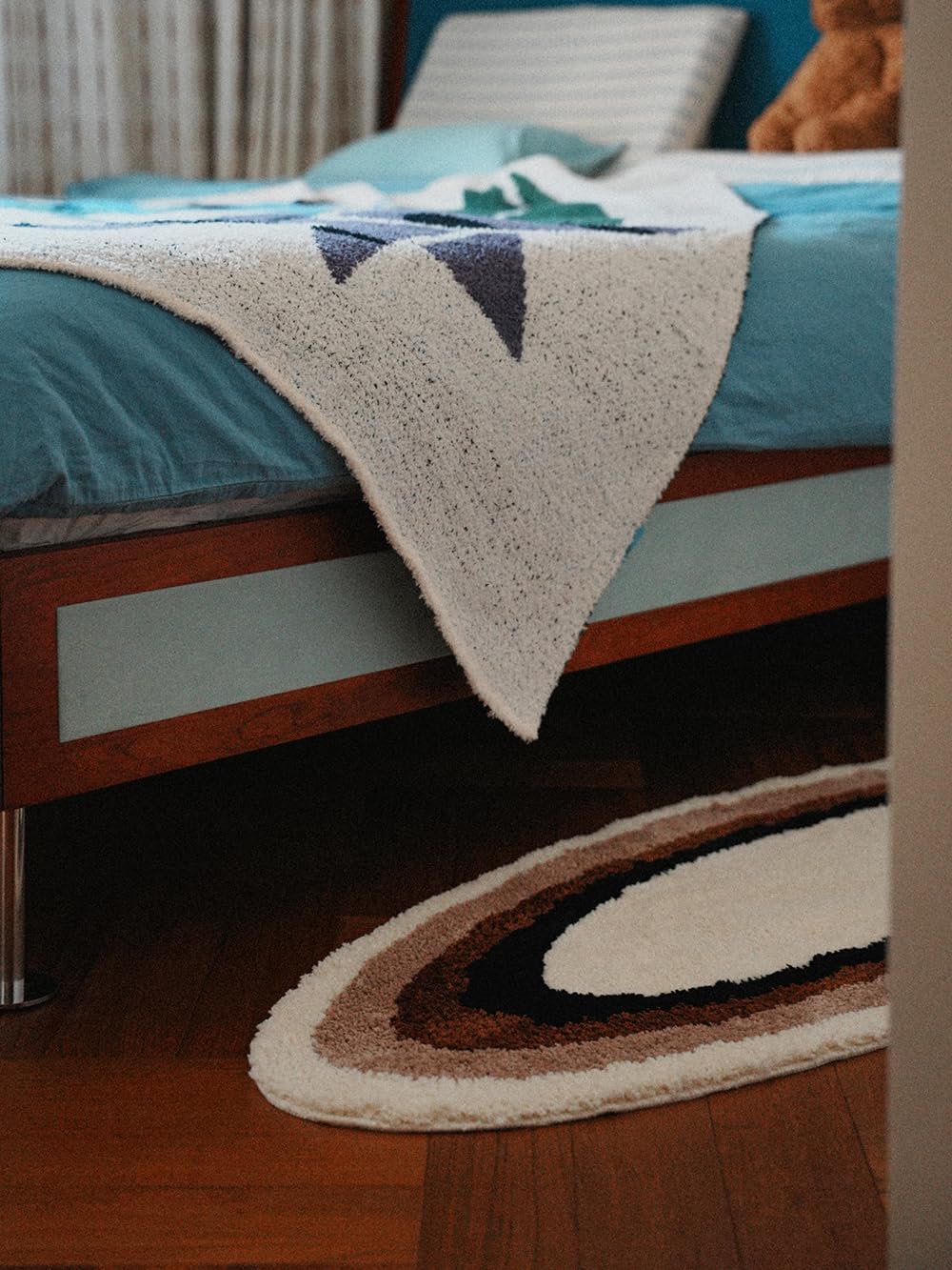 WENSHUO Ripple Oval Rug - Retro Brown Area Rug,Microfiber Absorbent Non-Slip Throw Rug,TPR Non-Slip Bottom, (47.3" L × 17.72" W)
