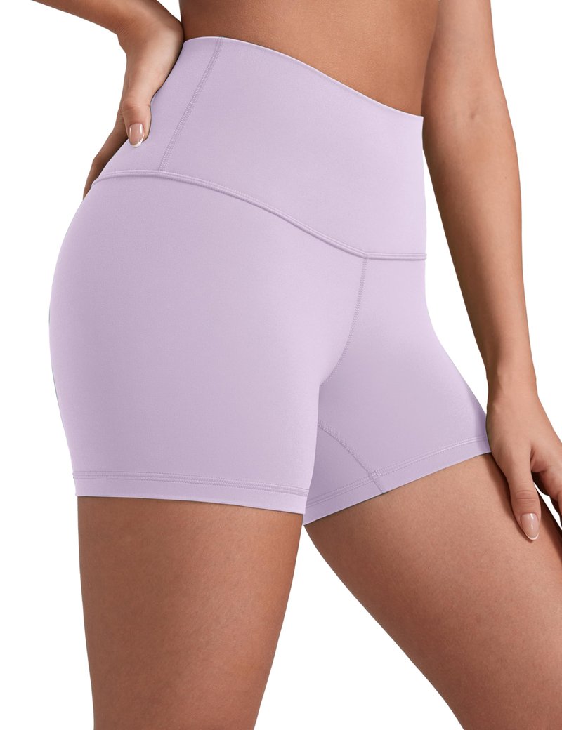 CRZ YOGA Butterluxe Biker Shorts 4'' - High Waisted Booty Workout Volleyball Yoga Womens Spandex Lilac Air Large