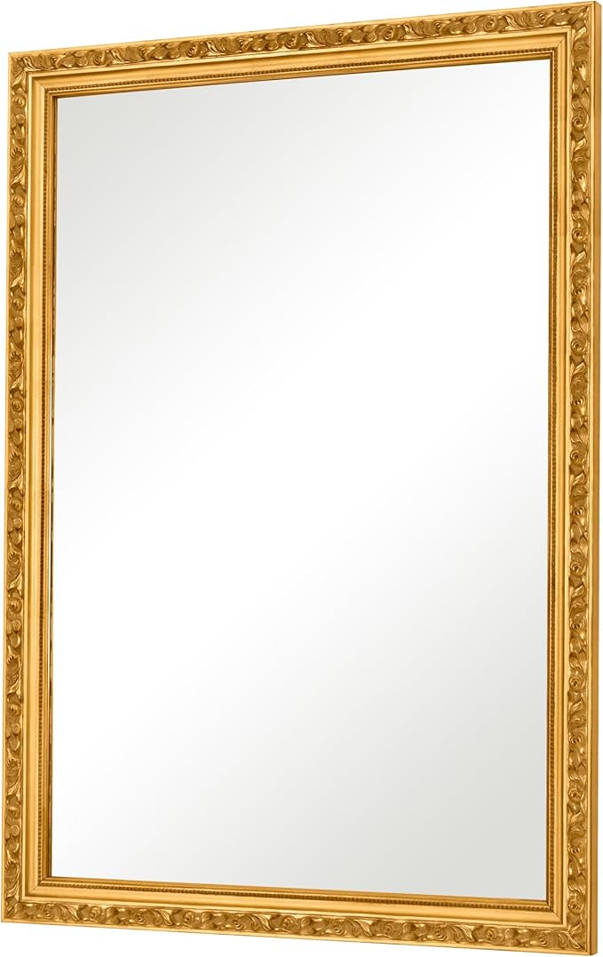Gold Vintage Mirror, 40'' x 28'' Traditional Antique Wall Mirrors with Ornate Gold Frame, Bathroom Decorative Mirrors for Wall Decor