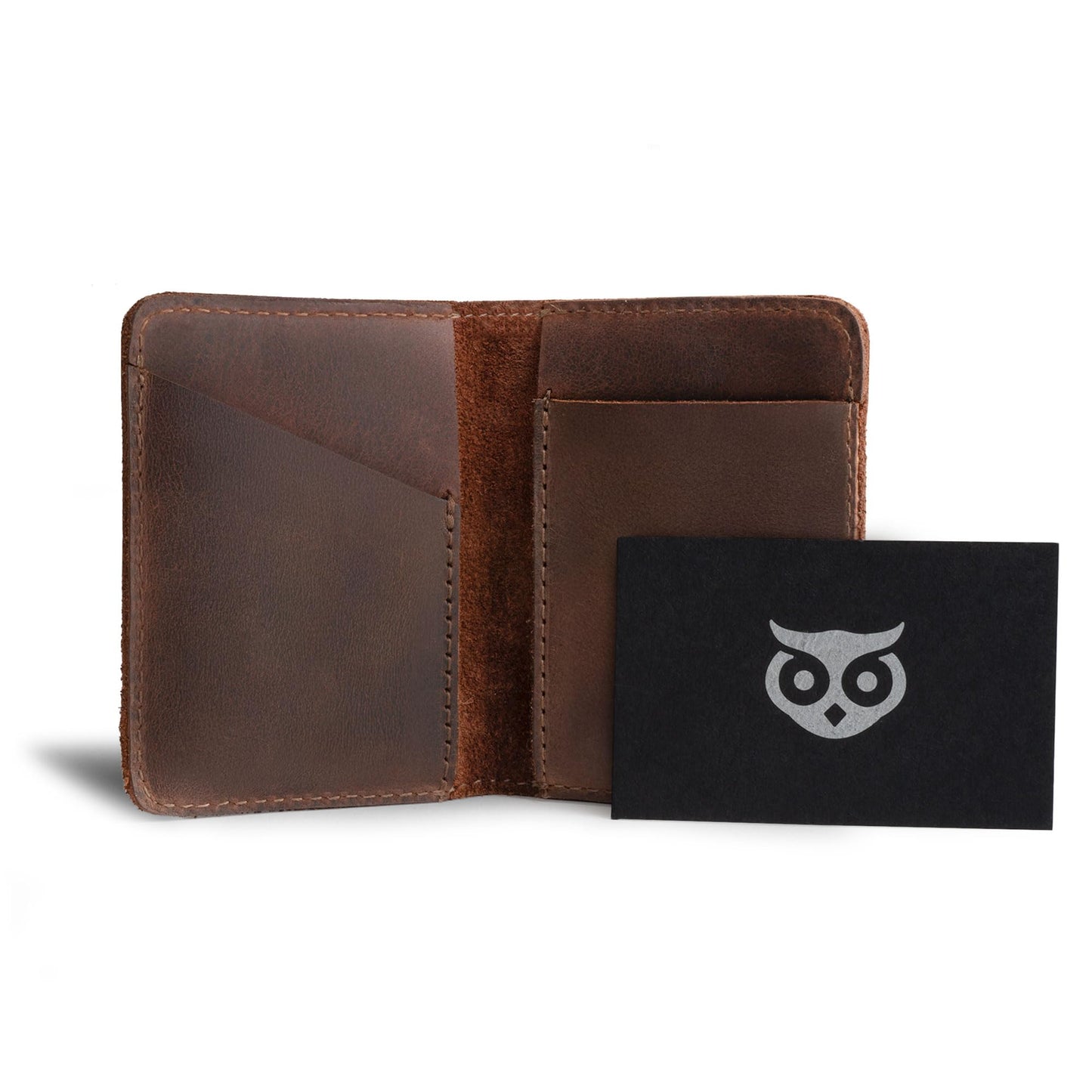 Hide & Drink, Bifold Wallet, Slim Card Holder, Minimalist Traveler Wallet, Vintage Front Pocket Wallet, Full Grain Leather, Handmade, Bourbon Brown