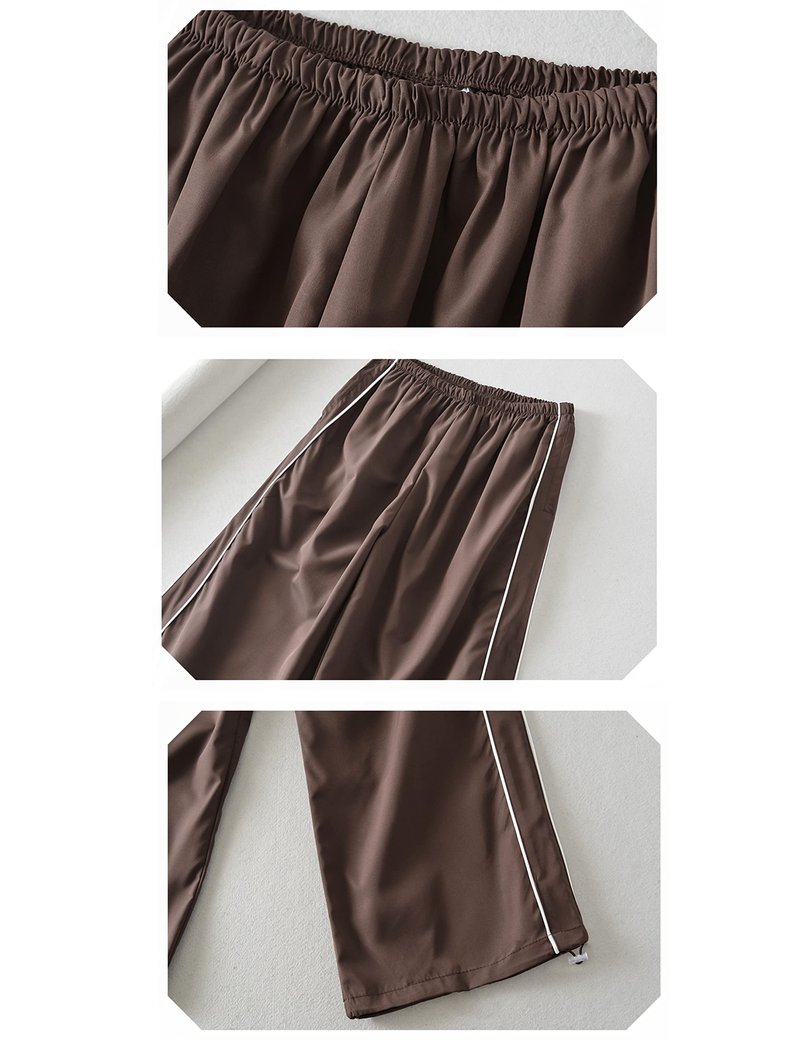 Shebote Womens Parachute Pants Wide Leg Baggy Y2K Elastic Waist Jogger Sweatpants Track Pants Streetwear(0046-Coffee-M)