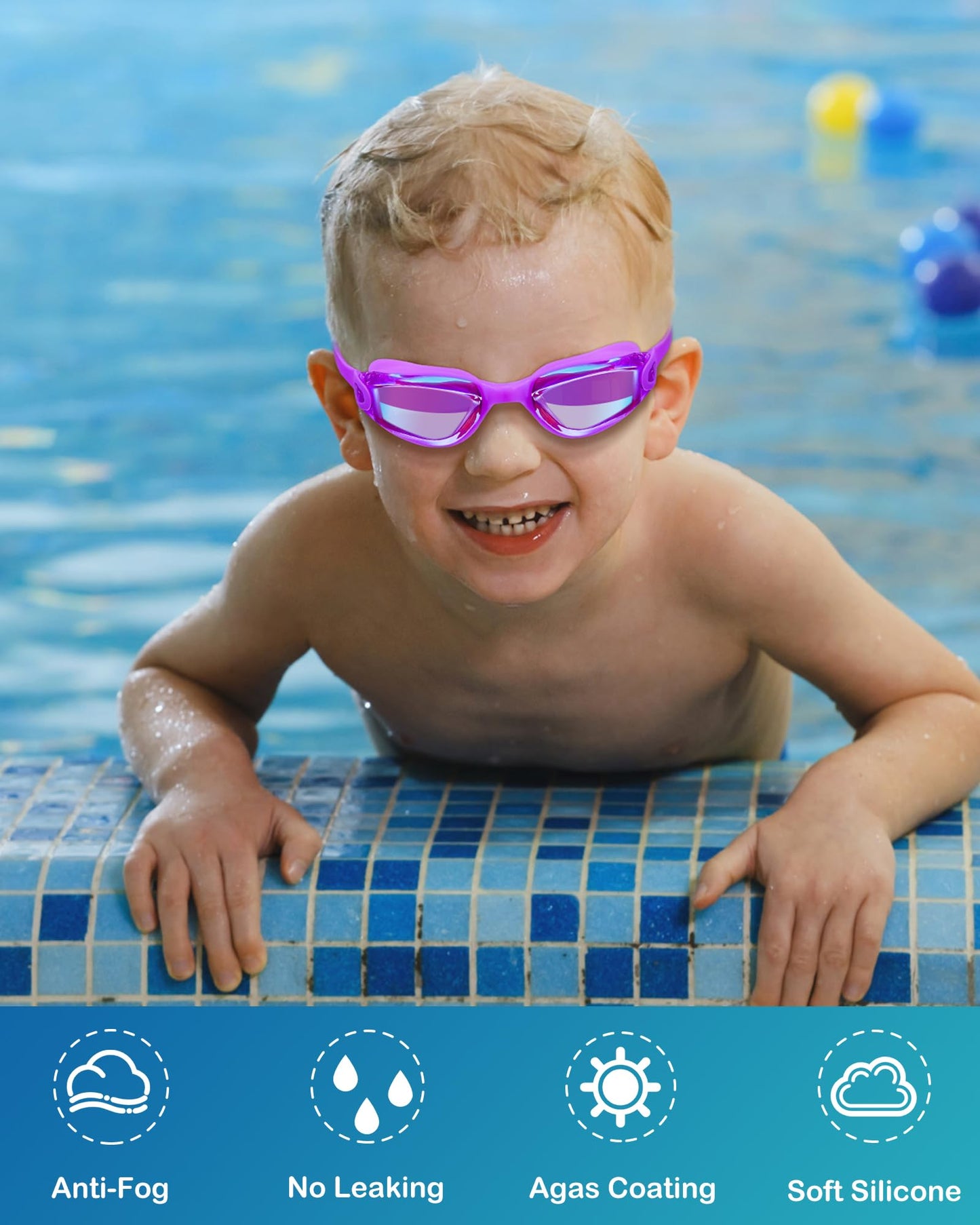 Aegend Swim Goggles for Kids Youth 3-14 Anti-Fog Anti-UV Comfort Fit Goggles for Swimming