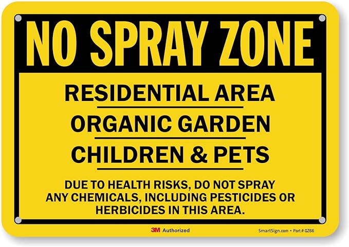 SmartSign (Pack of 2) 7 x 10 inch “No Spray Zone - Residential Area, Children & Pets, Organic Garden” Sign, 55 mil HDPE Plastic, Black and Yellow, Made in USA