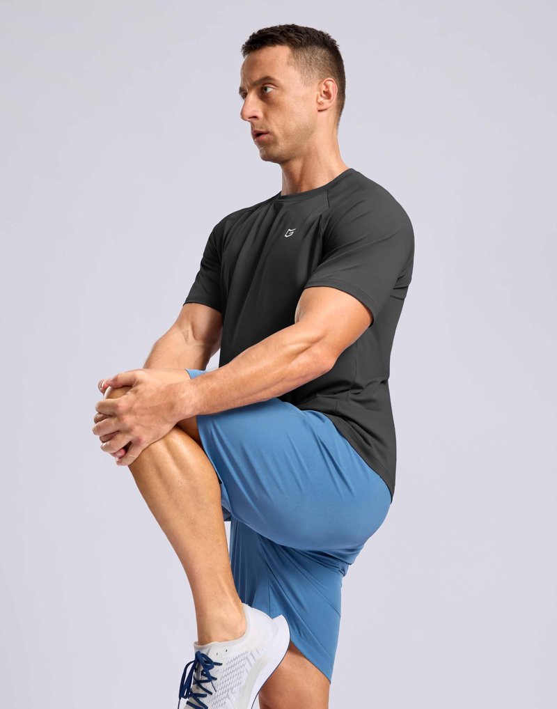 G Gradual Men's Athletic Workout T-Shirts Moisture Wicking Cooling Running Shirts Short Sleeve Performance Tee for Gym Tennis(Dark Grey,L)