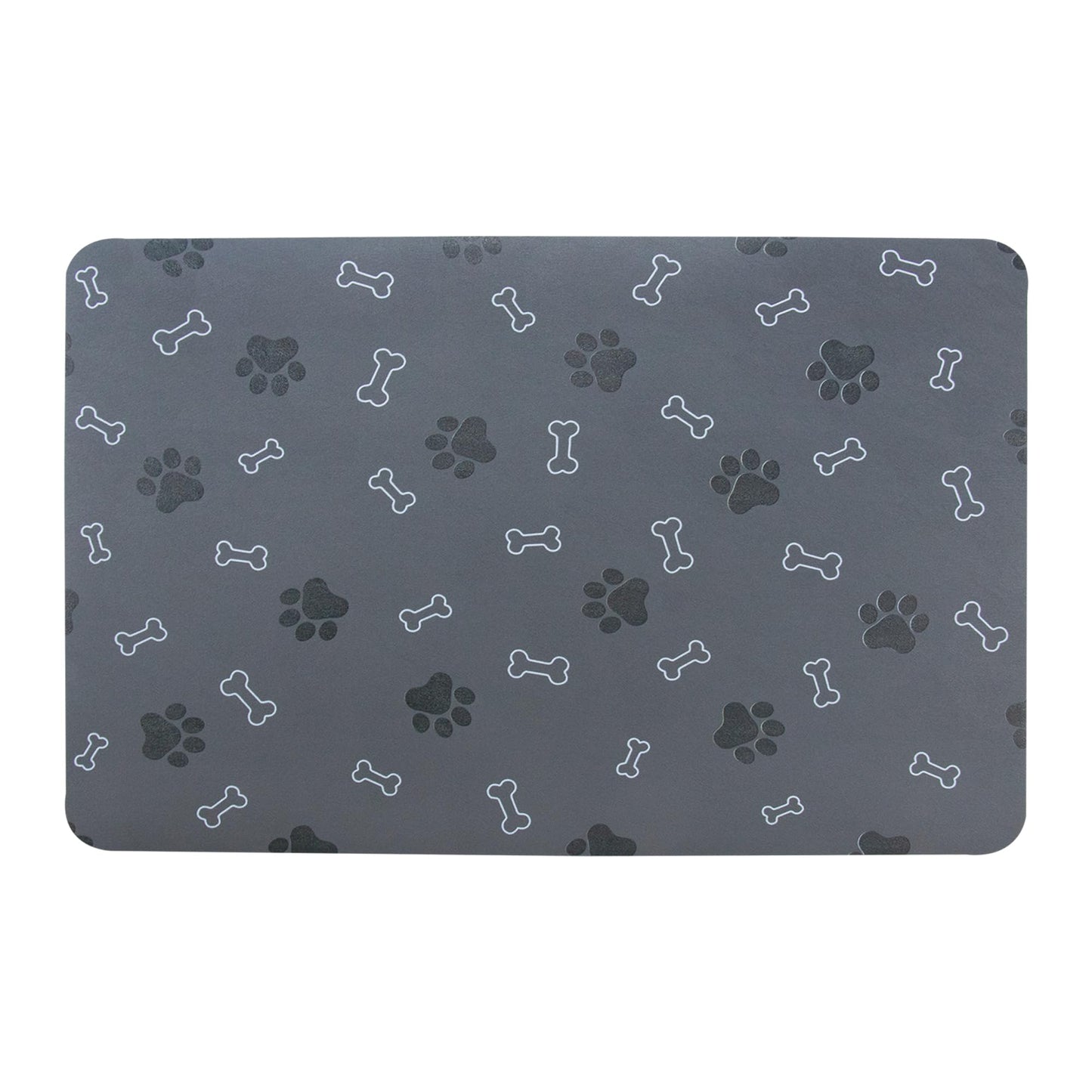 Pet Cat Dog Food Mat Non Slip Mat for Dog Water Bowl Mat Quick Dry Absorbent Cat Feeding Mat, 18.1 * 11.8 in, Dark Grey