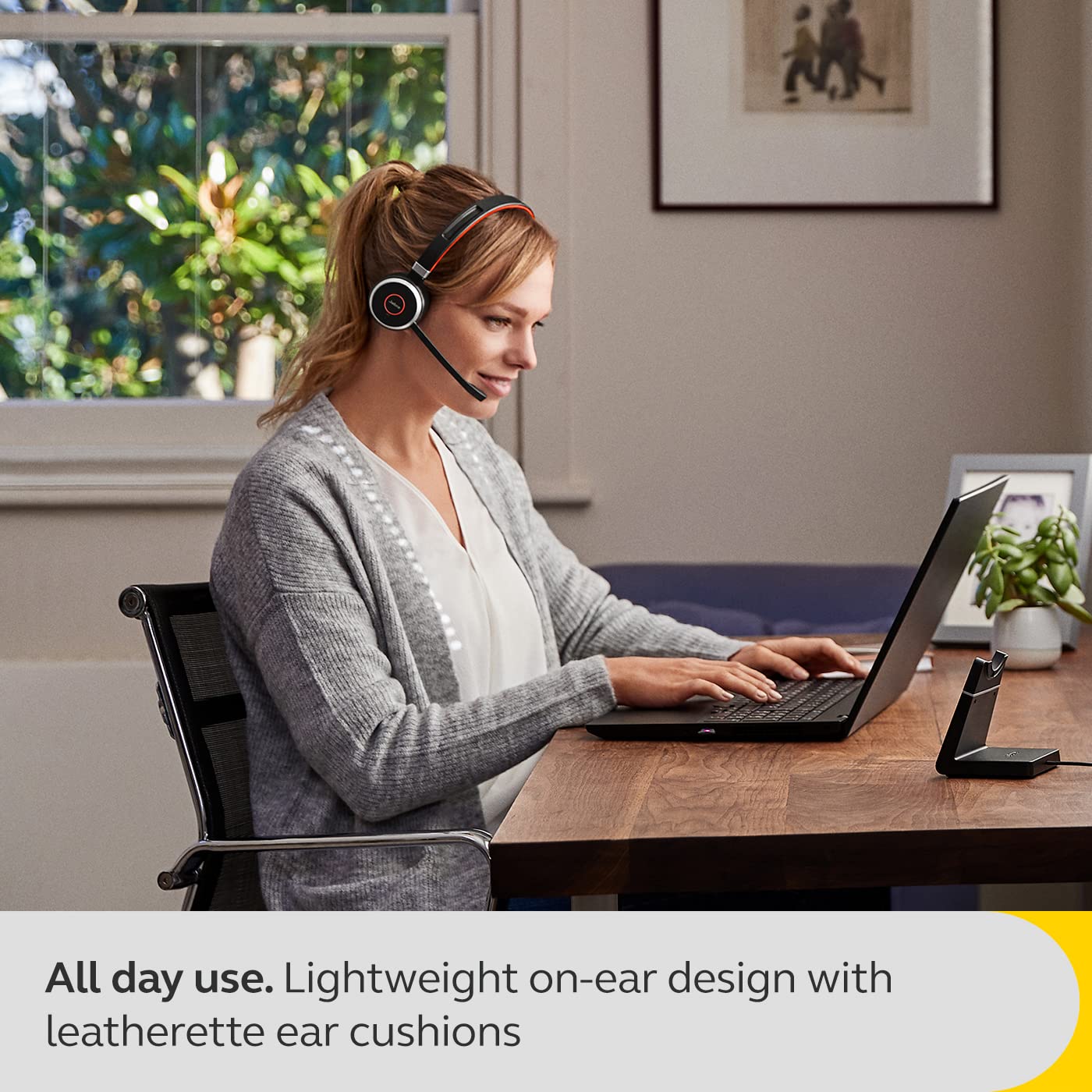 Jabra Evolve 65 SE Link380a UC Stereo- Bluetooth Headset with Noise-Cancelling Microphone, Long-Lasting Battery and Dual Connectivity - Works with All Other Platforms - Black