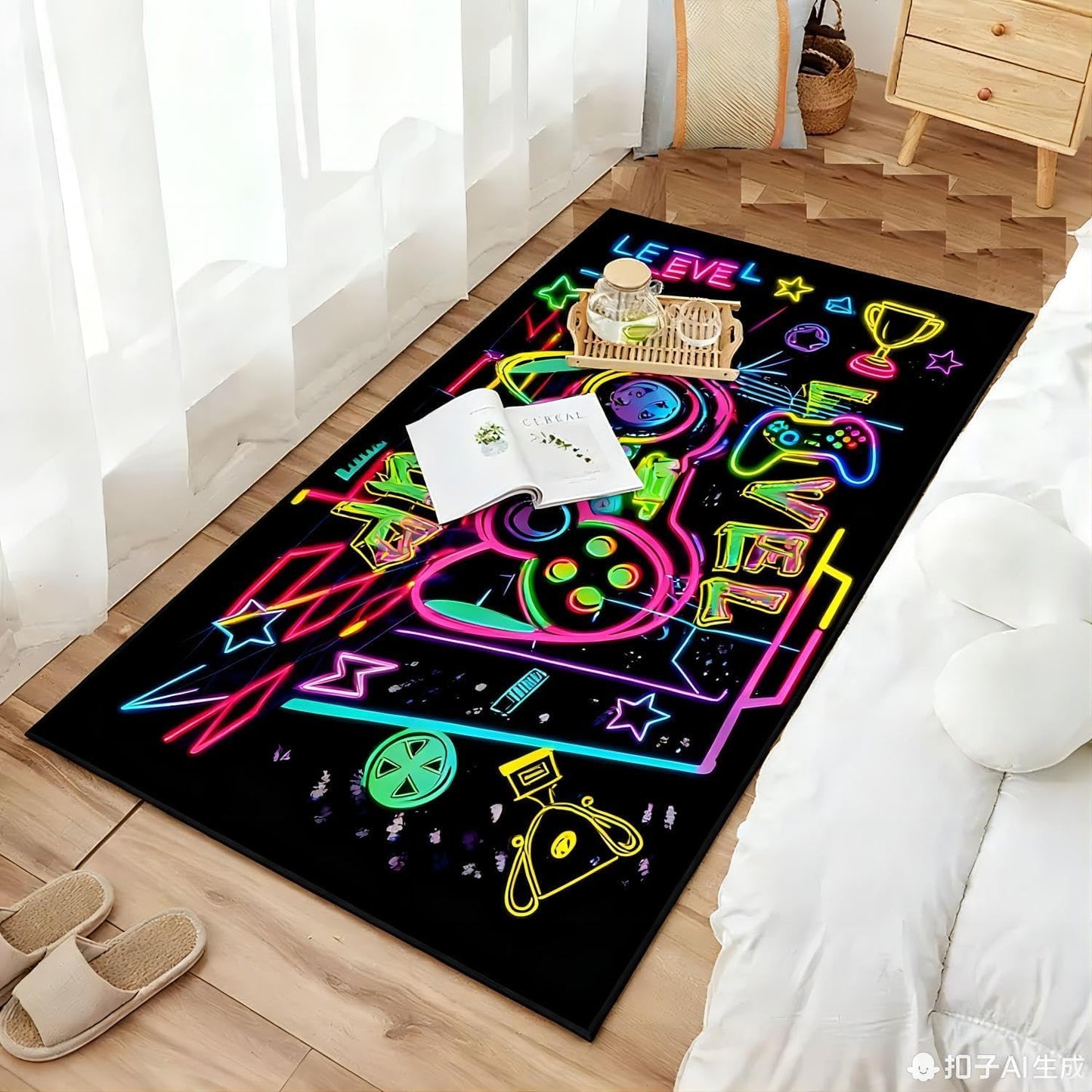 HCHMAO Gaming Rug for Boys Room, 31×47inch Game Room Rug Decor Accessories Non-Slip 3D Printed Cool Gaming Area Rug for Playroom Bedroom Living Room