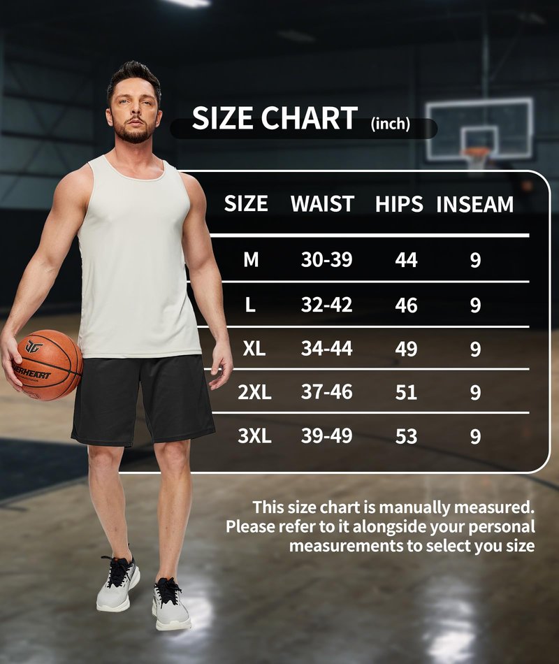 Little Beauty 3 Pack Mens Gym Basketball Shorts 9" Fast Dry Running Athletic Shorts with Pockets for Casual Workout Black Black Black L