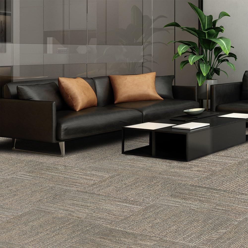 ALTRUISTIC Heavy Duty Bedroom Carpet Tiles, 24" x 24", Non-Slip Soft Commercial Square Floor Tile, 18 Pieces/72 sq ft, FlexLok Tabs Included, for Office Living Room Kitchen Basement Gym