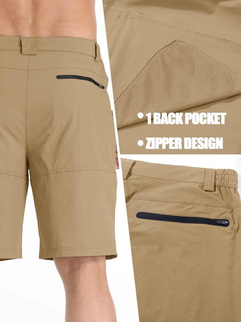 TACVASEN Mens Hiking Cargo Shorts Dress Casual Golf Shorts Lightweight Quick Dry Waterproof Breathable Travel Work Fishing Khaki 30