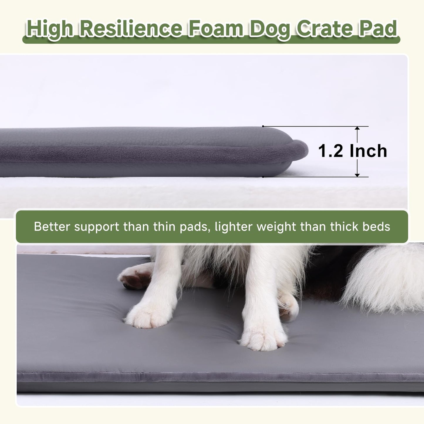 WAYIMPRESS Outdoor Dog Crate Pad, Reversible Waterproof Crate Mat Bed, Wipeable Kennel Mat Pet Sleeping for Medium Large Dogs, Waterproof, Wipeable, Anti-Slip, Kennel Pads 35 x 22 Inch, Dark Gray